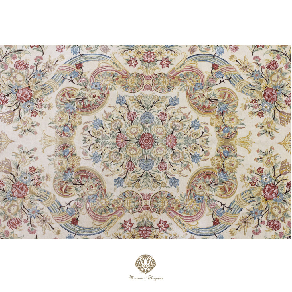 Alfombra Diseño Aubusson Floral Beige Lana Superfina | Maison Alfombra 201x315 cm