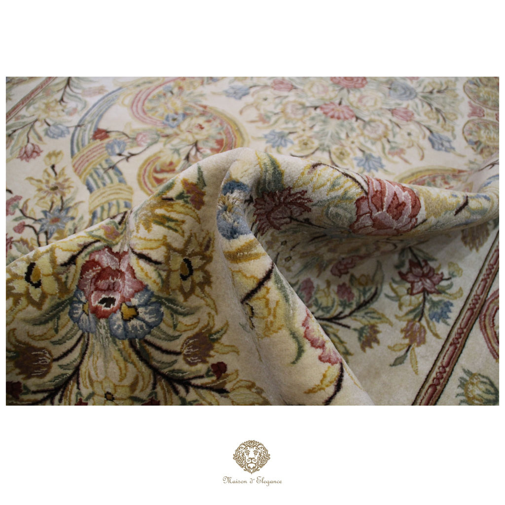 Alfombra Diseño Aubusson Floral Beige Lana Superfina | Maison Alfombra 201x315 cm
