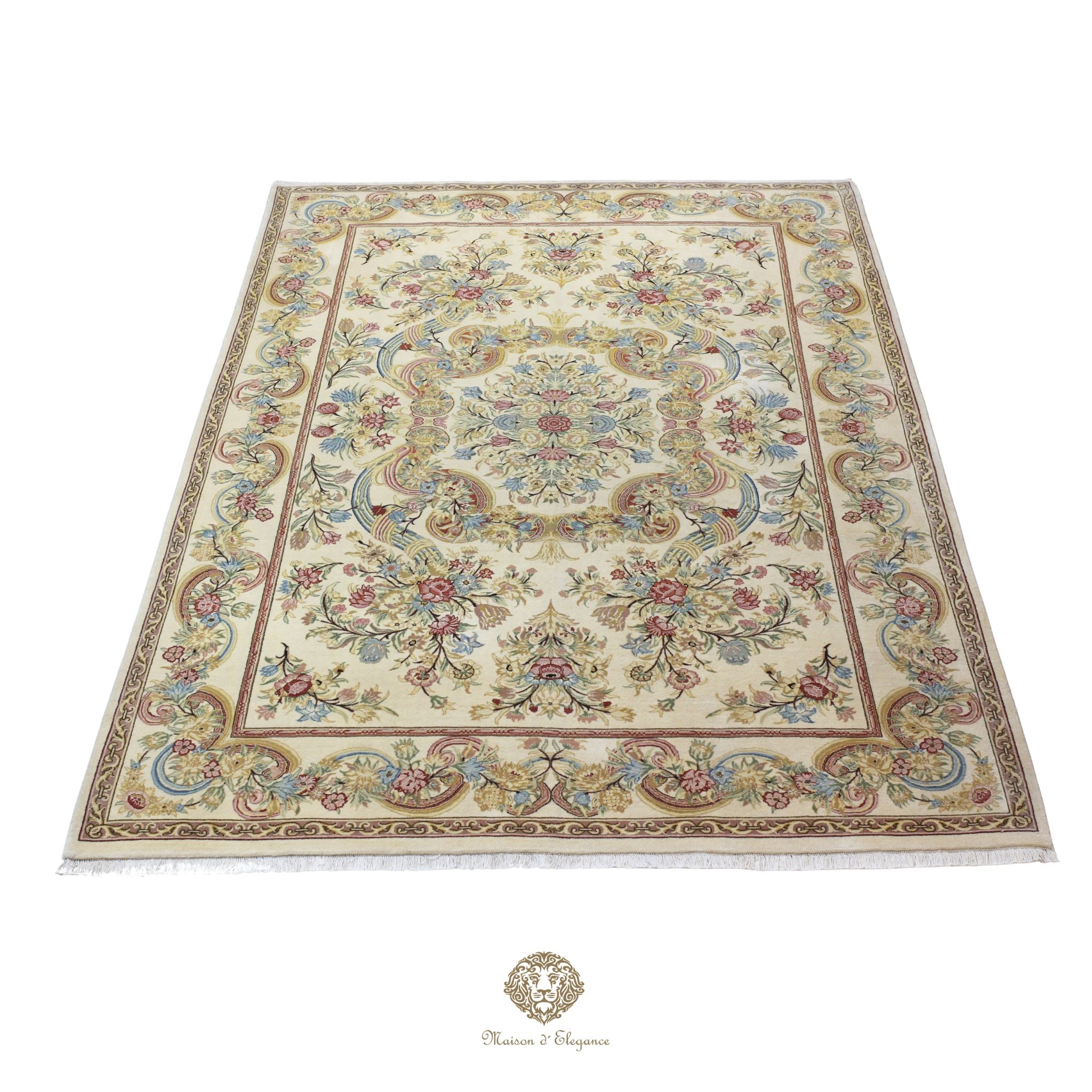 Alfombra Diseño Aubusson Floral Beige Lana Superfina | Maison Alfombra 201x315 cm