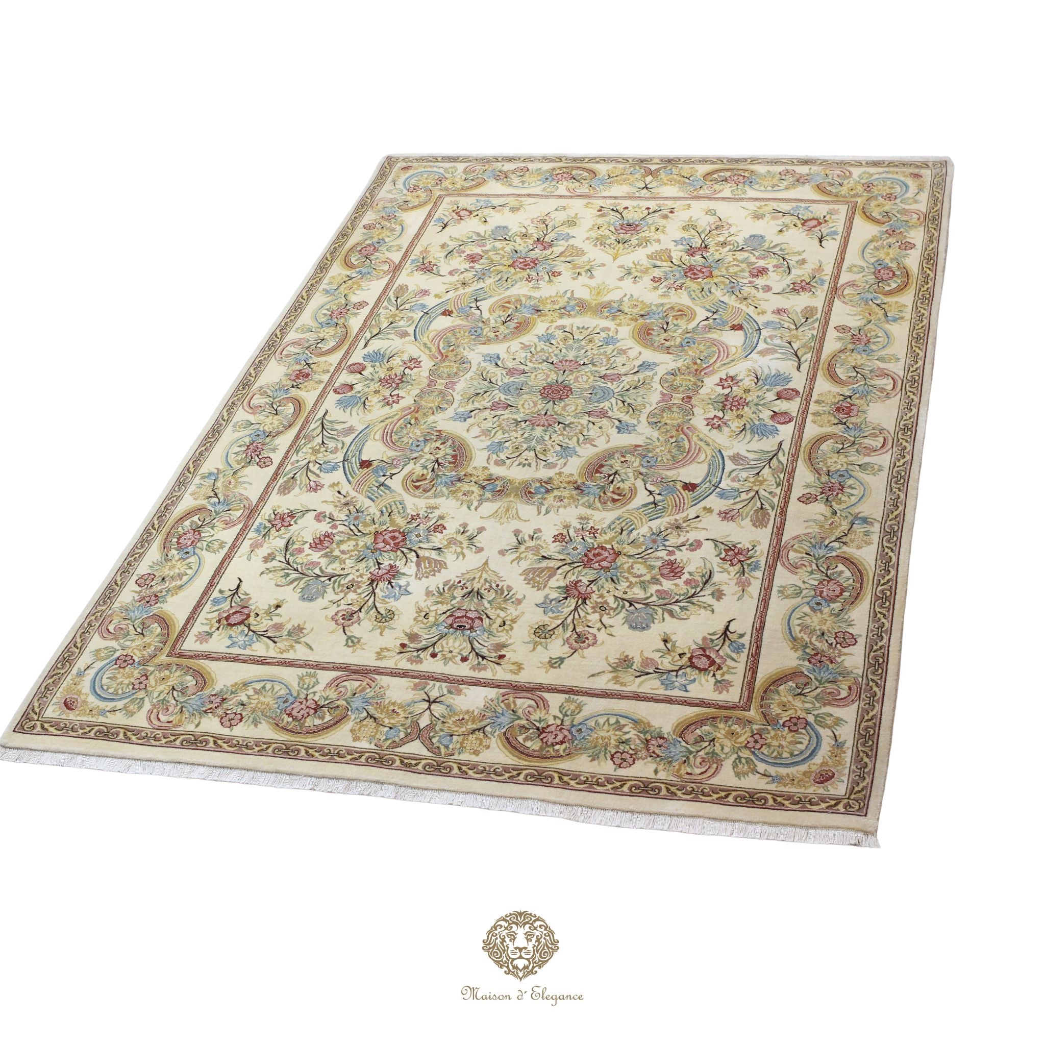 Alfombra Diseño Aubusson Floral Beige Lana Superfina | Maison Alfombra 201x315 cm