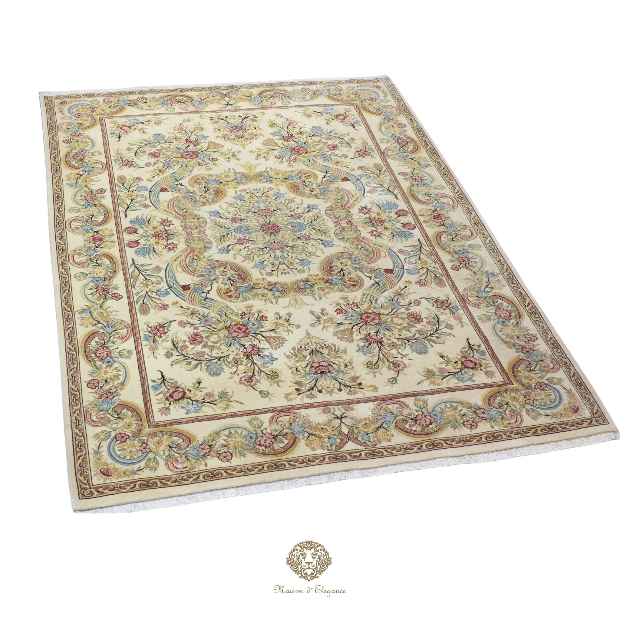 Alfombra Diseño Aubusson Floral Beige Lana Superfina | Maison Alfombra 201x315 cm