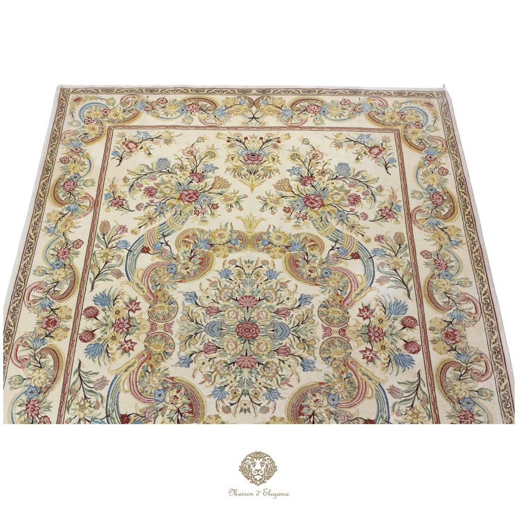 Alfombra Diseño Aubusson Floral Beige Lana Superfina | Maison Alfombra 201x315 cm