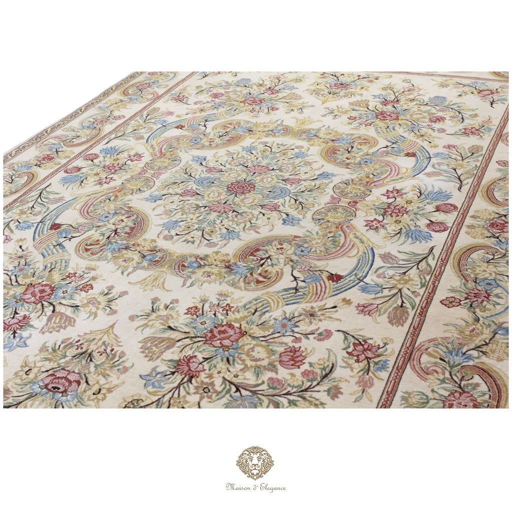 Alfombra Diseño Aubusson Floral Beige Lana Superfina | Maison Alfombra 201x315 cm