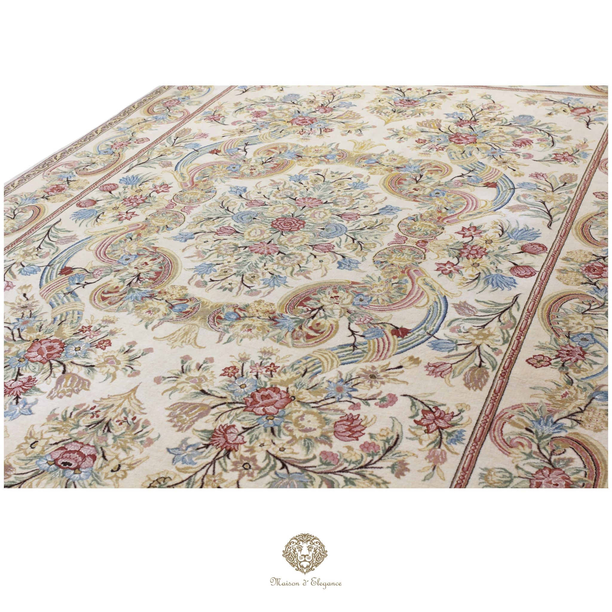 Alfombra Diseño Aubusson Floral Beige Lana Superfina | Maison Alfombra 201x315 cm