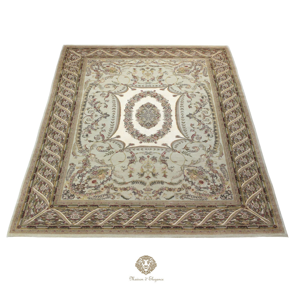 Alfombra Diseño Aubusson Floral Verde Lana Superfina | Imperio Maison Alfombra 202x313 cm