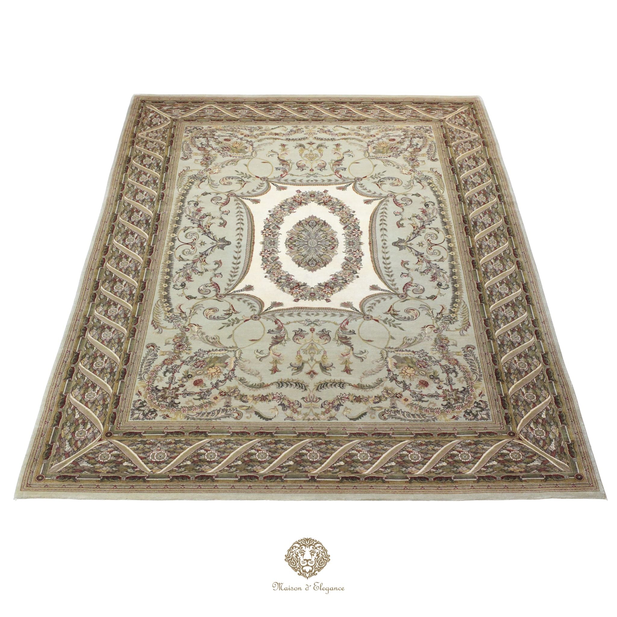 Alfombra Diseño Aubusson Floral Verde Lana Superfina | Imperio Maison Alfombra 202x313 cm
