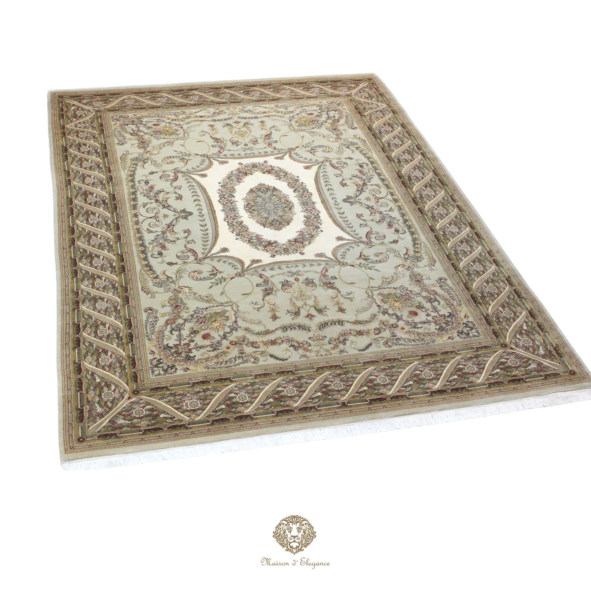 Alfombra Diseño Aubusson Floral Verde Lana Superfina | Imperio Maison Alfombra 202x313 cm