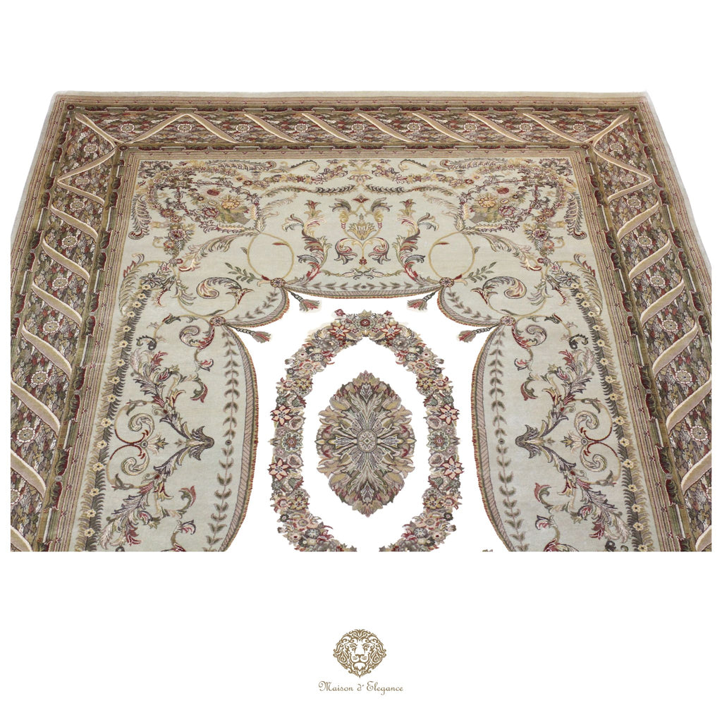 Alfombra Diseño Aubusson Floral Verde Lana Superfina | Imperio Maison Alfombra 202x313 cm
