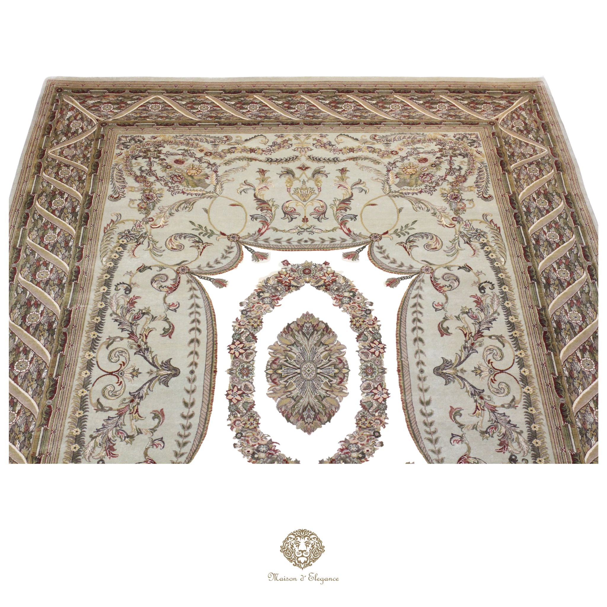 Alfombra Diseño Aubusson Floral Verde Lana Superfina | Imperio Maison Alfombra 202x313 cm