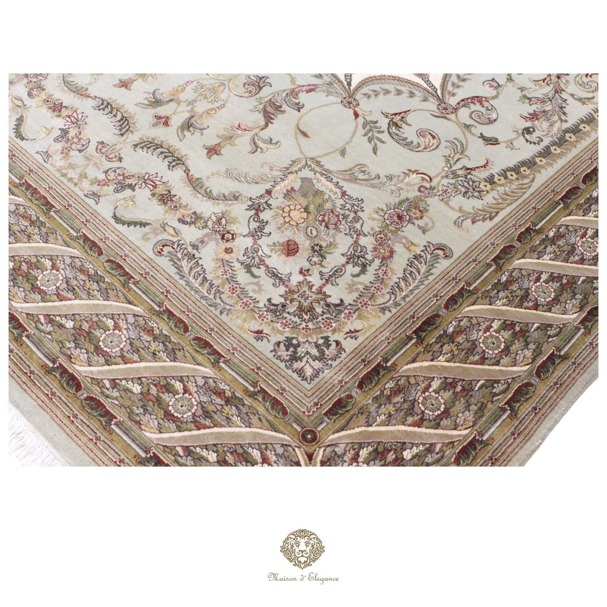 Alfombra Diseño Aubusson Floral Verde Lana Superfina | Imperio Maison Alfombra 202x313 cm