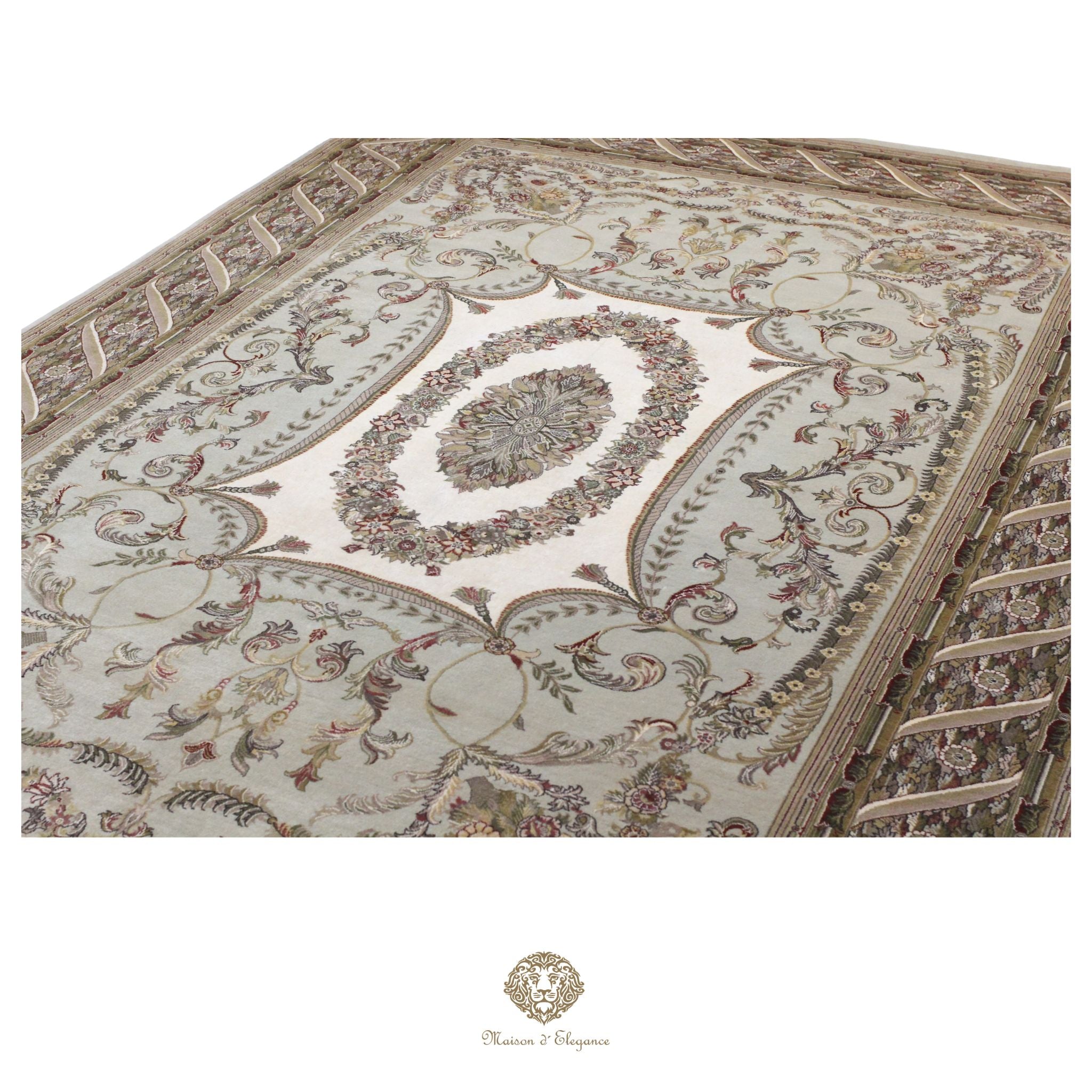 Alfombra Diseño Aubusson Floral Verde Lana Superfina | Imperio Maison Alfombra 202x313 cm