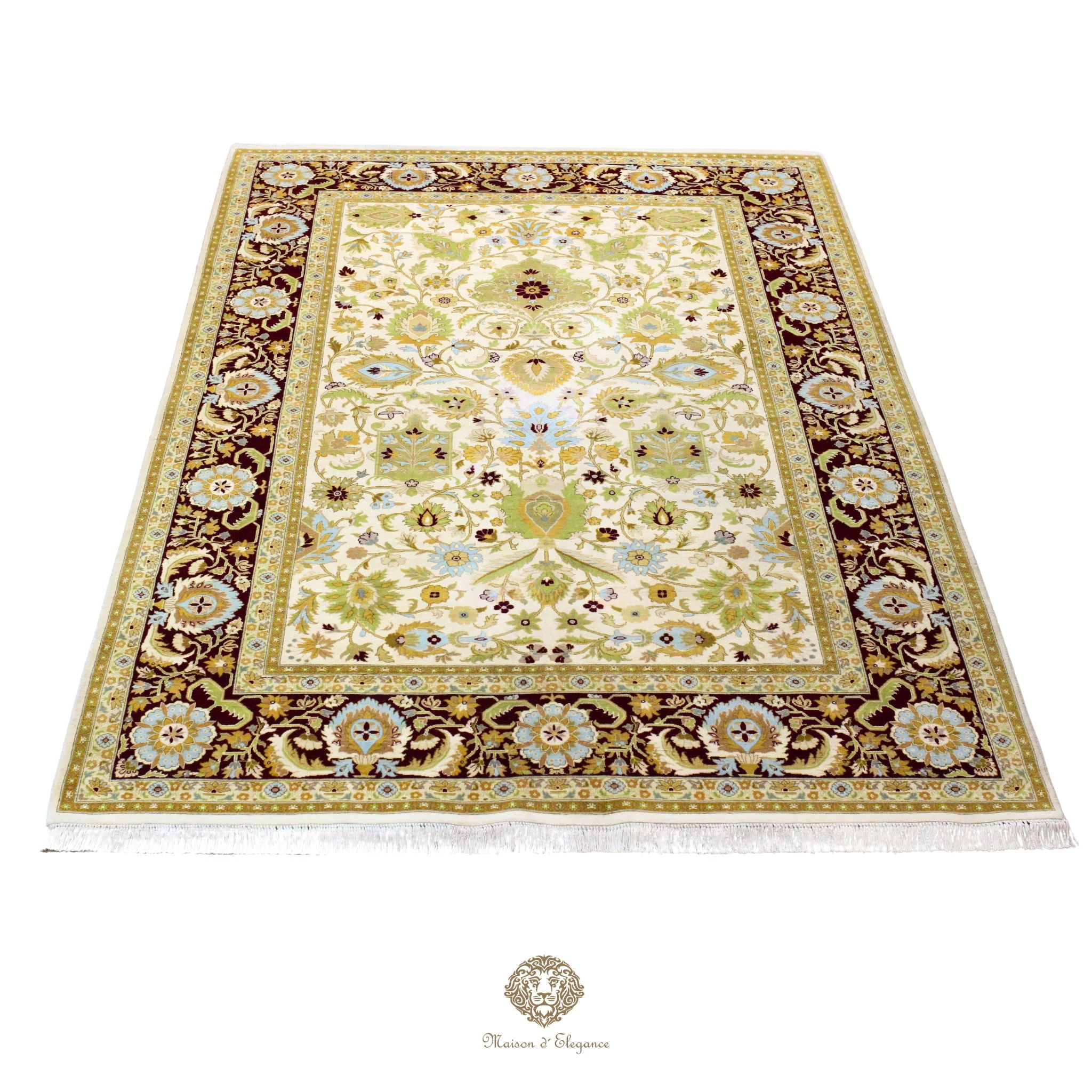 Decorative rug with floral patterns on a white background