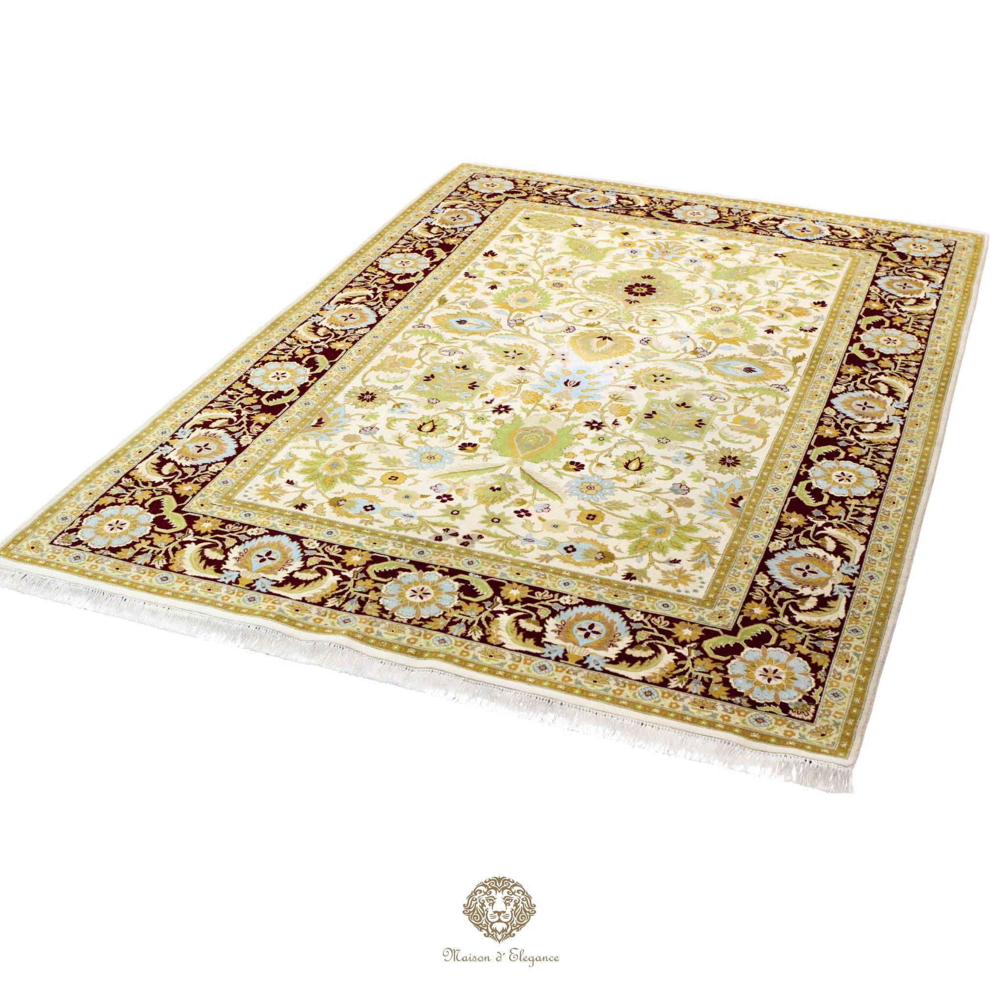 Decorative rug with floral pattern on a white background
