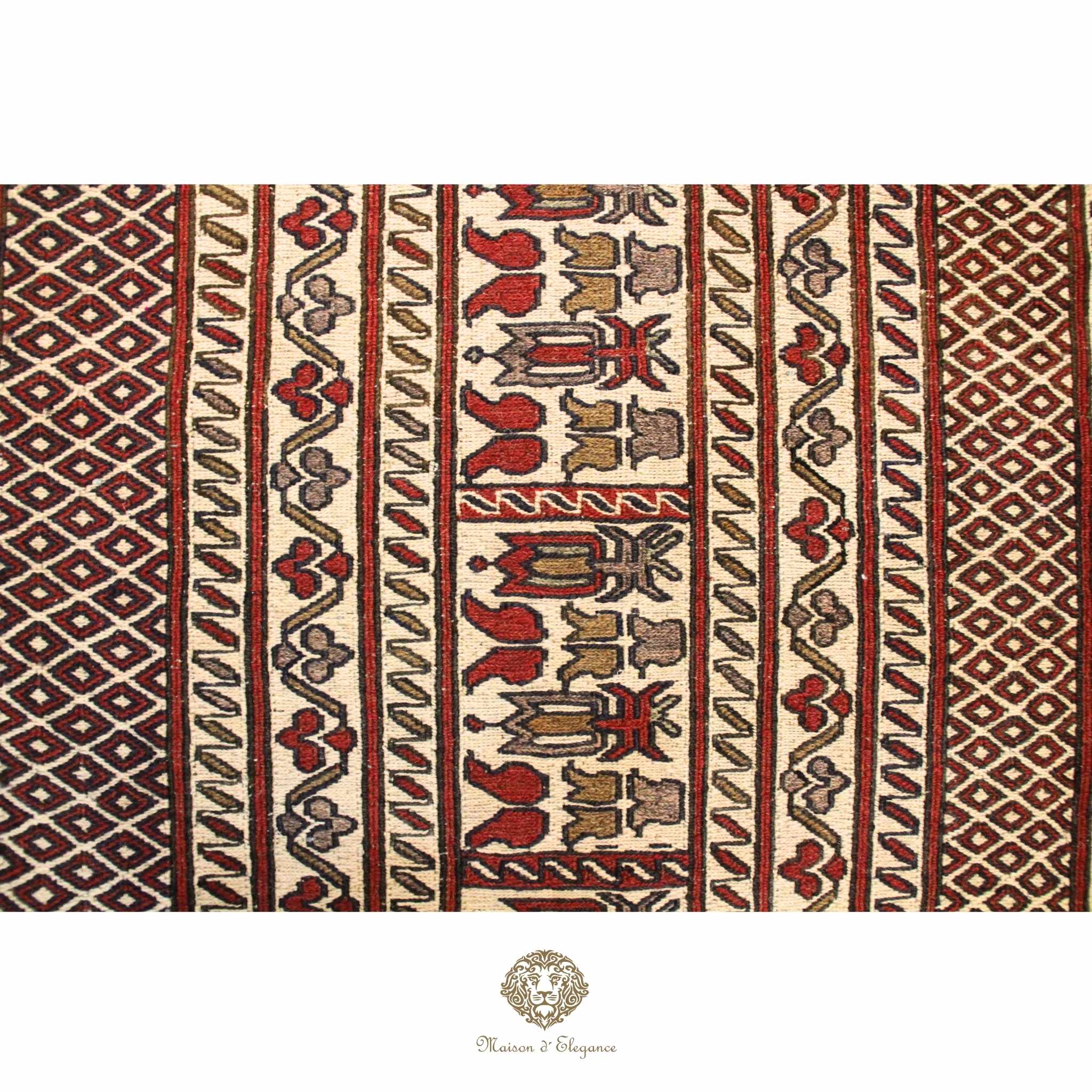 Fine Rare Flat-Weave Sumac Persian Wool Kilim | Medallion Design