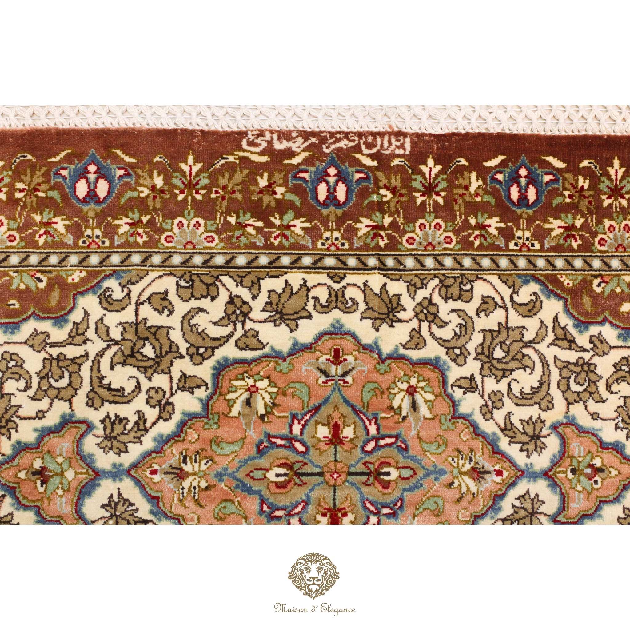 High-End Pure Silk Persian Rug - Hand-Knotted Natural Dyed Masterpiece with Signature