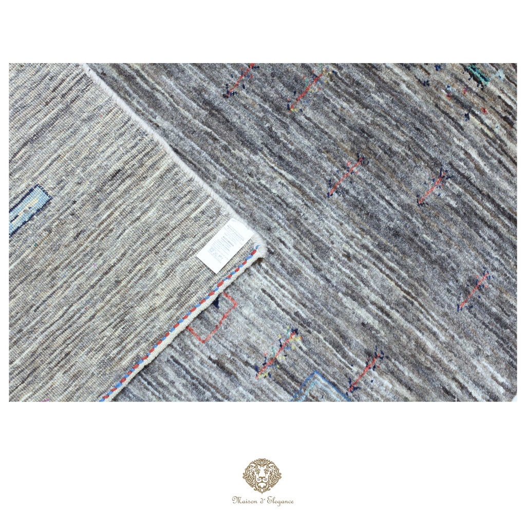 Alfombra persa Kashkuli gris tribal naturale color | Gabbeh de lana hecha a mano 85 x 117 cm