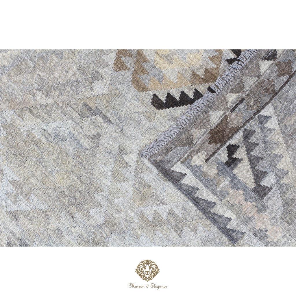 Alfombra Kilim Geométrico Transicional 135x194cm Lana Pura Teñido Natural - Artesanal