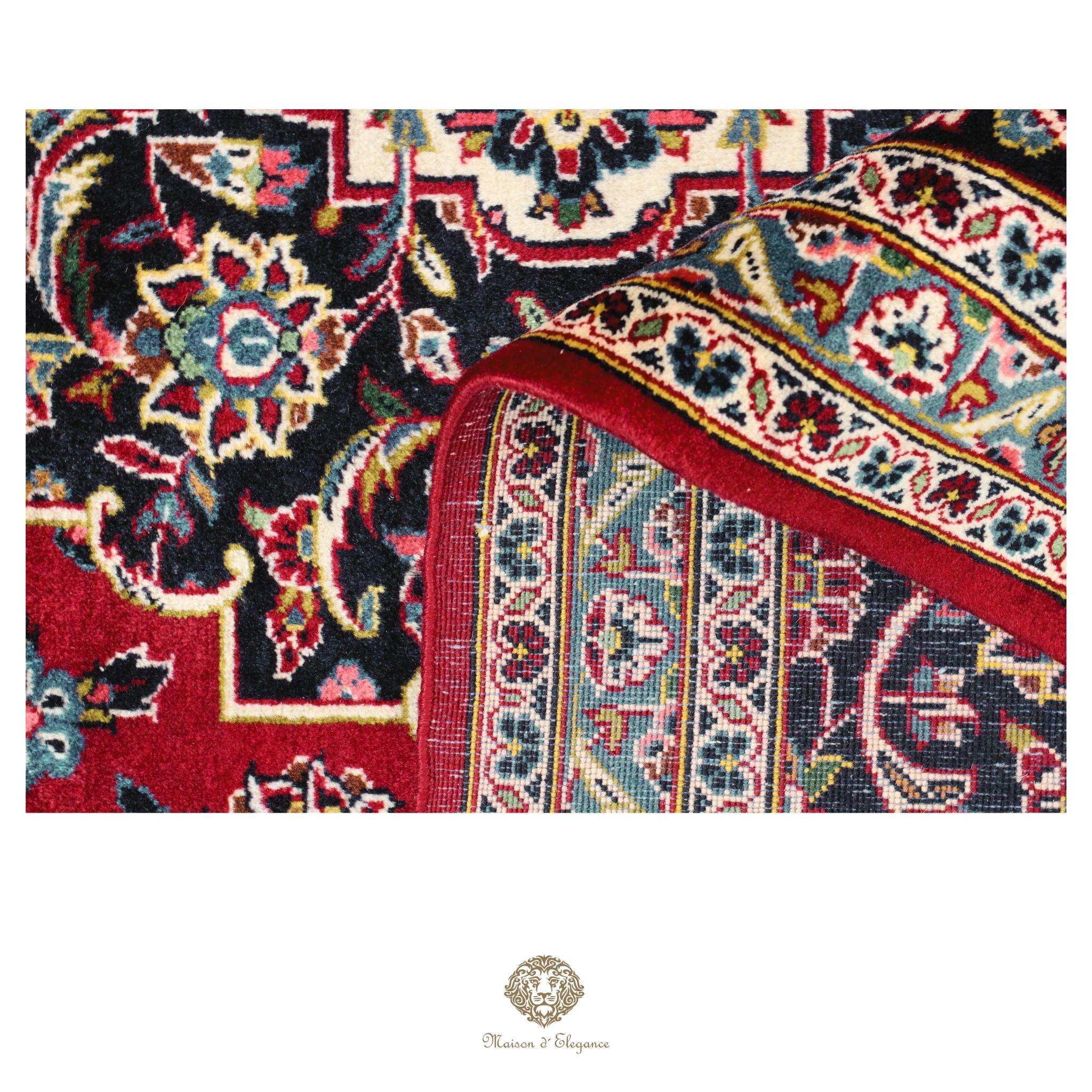 Impresionante alfombra clásica persa Kashan con diseño de medallón | Colores naturales vibrantes 300 x 395 cm