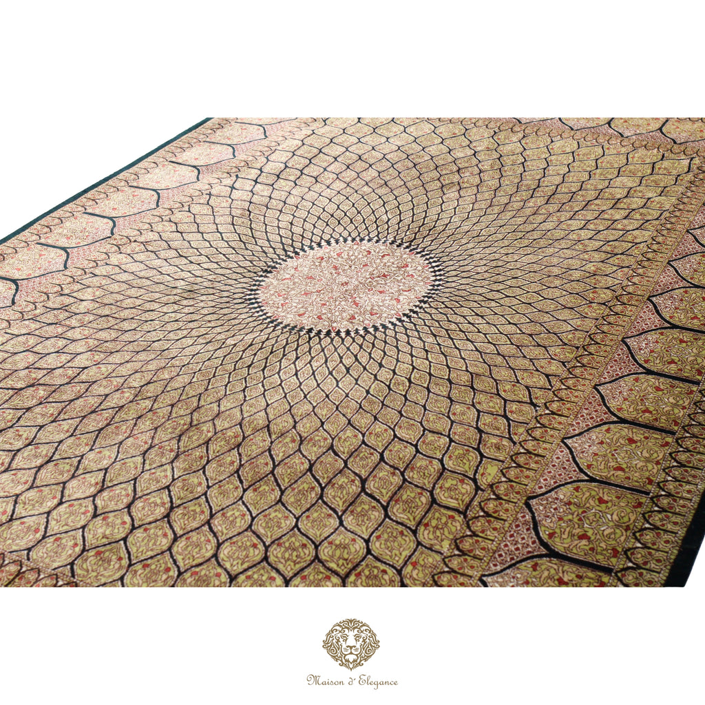 Alfombra persa exclusiva de seda pura, anudada a mano, teñida de forma natural, obra maestra de alta gama, firmada, 131x208 cm