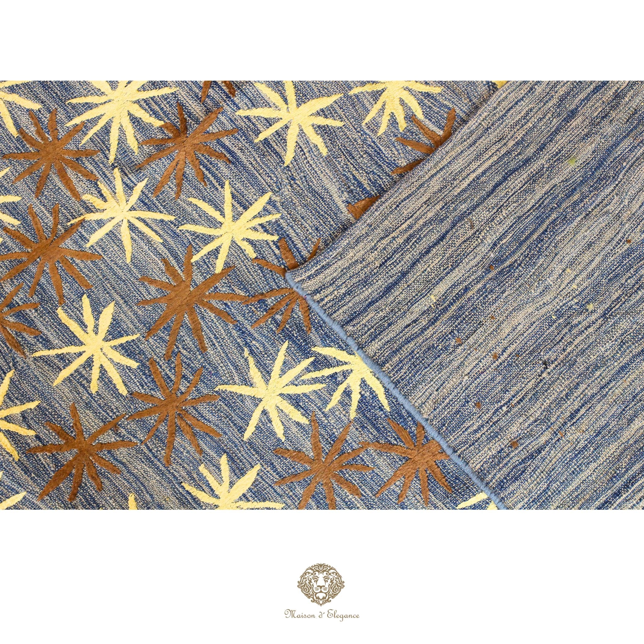 Kilim única moderna Tejido a Mano | Alfombra Plana de Lana y Seda con Tintes Naturales 186x357 cm