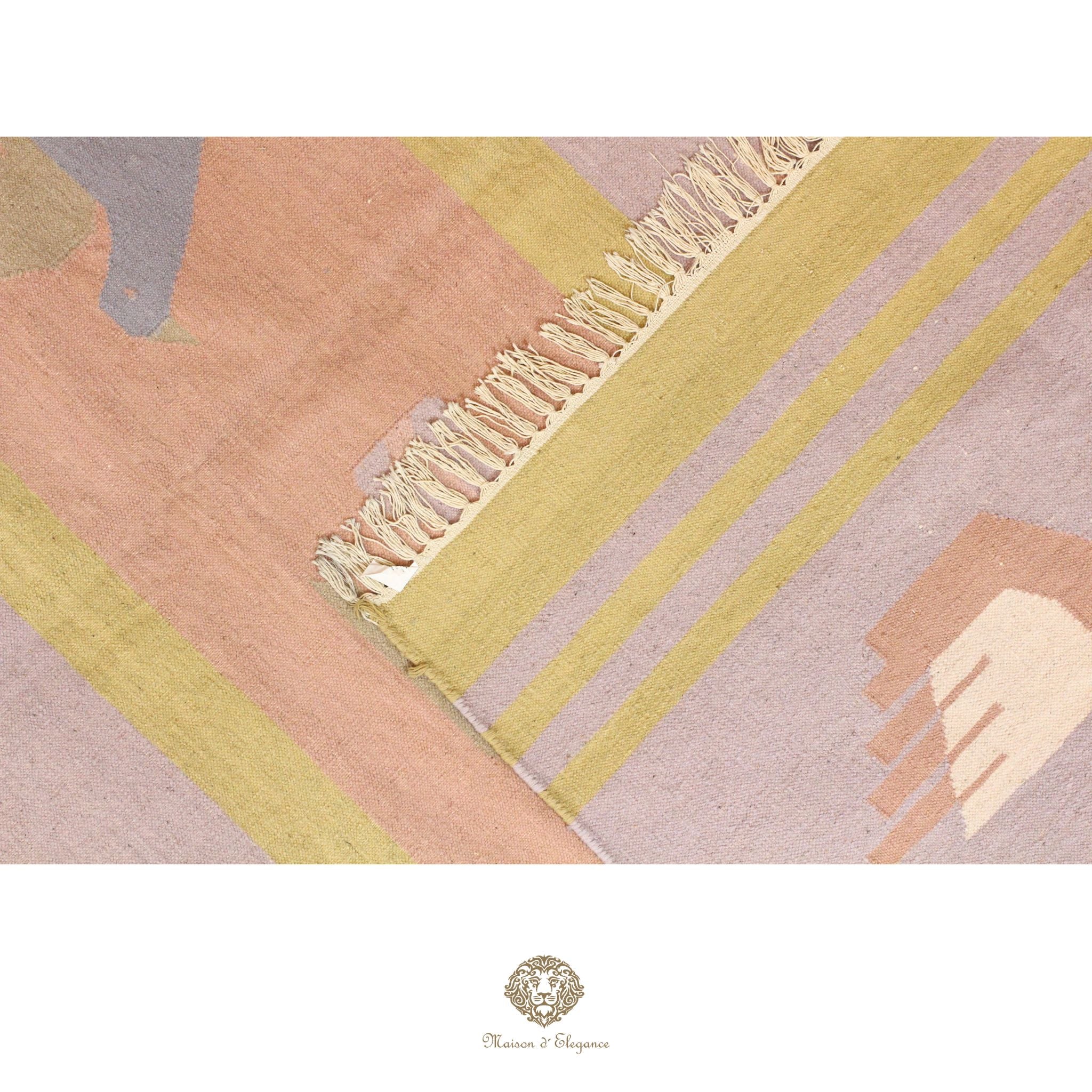 Alfombra Kilim Tejido Plano Lana Natural | Diseño Floral 273x380 cm
