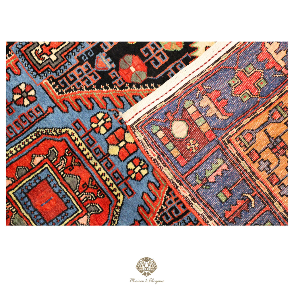 Tribal Persian Wool Rug - Geometric Medallion Design with Ivory Background | Natural Dyed 136 x 217 cm