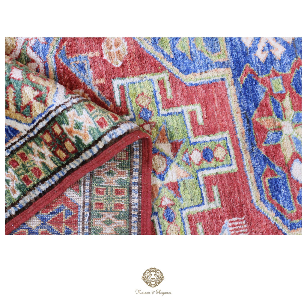 Alfombra oriental de lana Kazak, tradicional | Diseño geométrico Afganistán, 150 x 206 cm