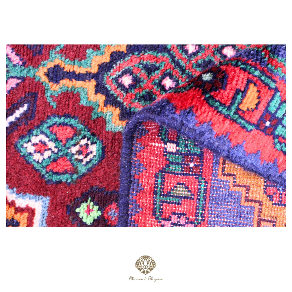 Alfombra persa Hamedan | Diseño tribal de lana teñida natural