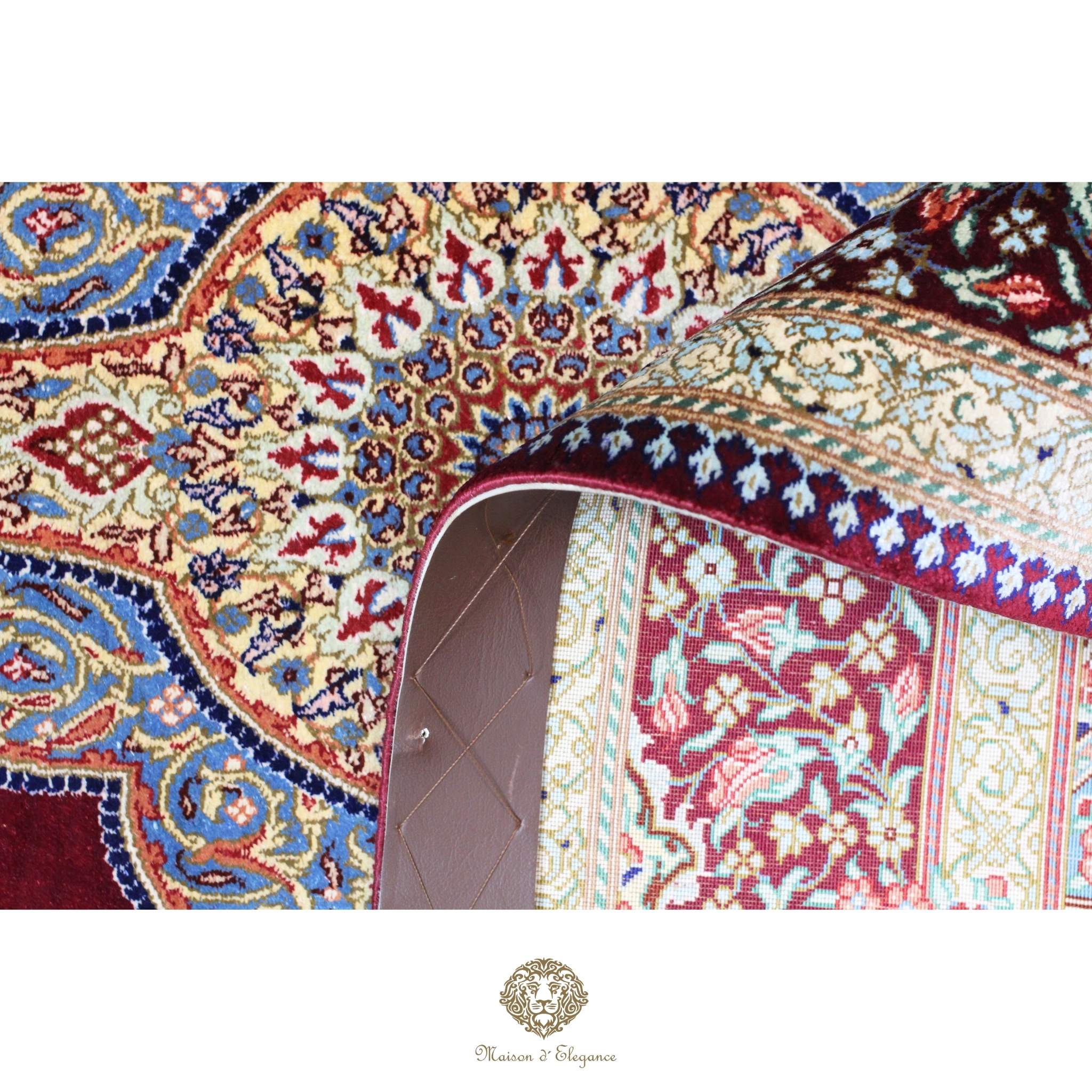 Alfombra persa exclusiva de seda pura, anudada a mano, teñida de forma natural, obra maestra de alta gama, firmada, 98 x 160 cm