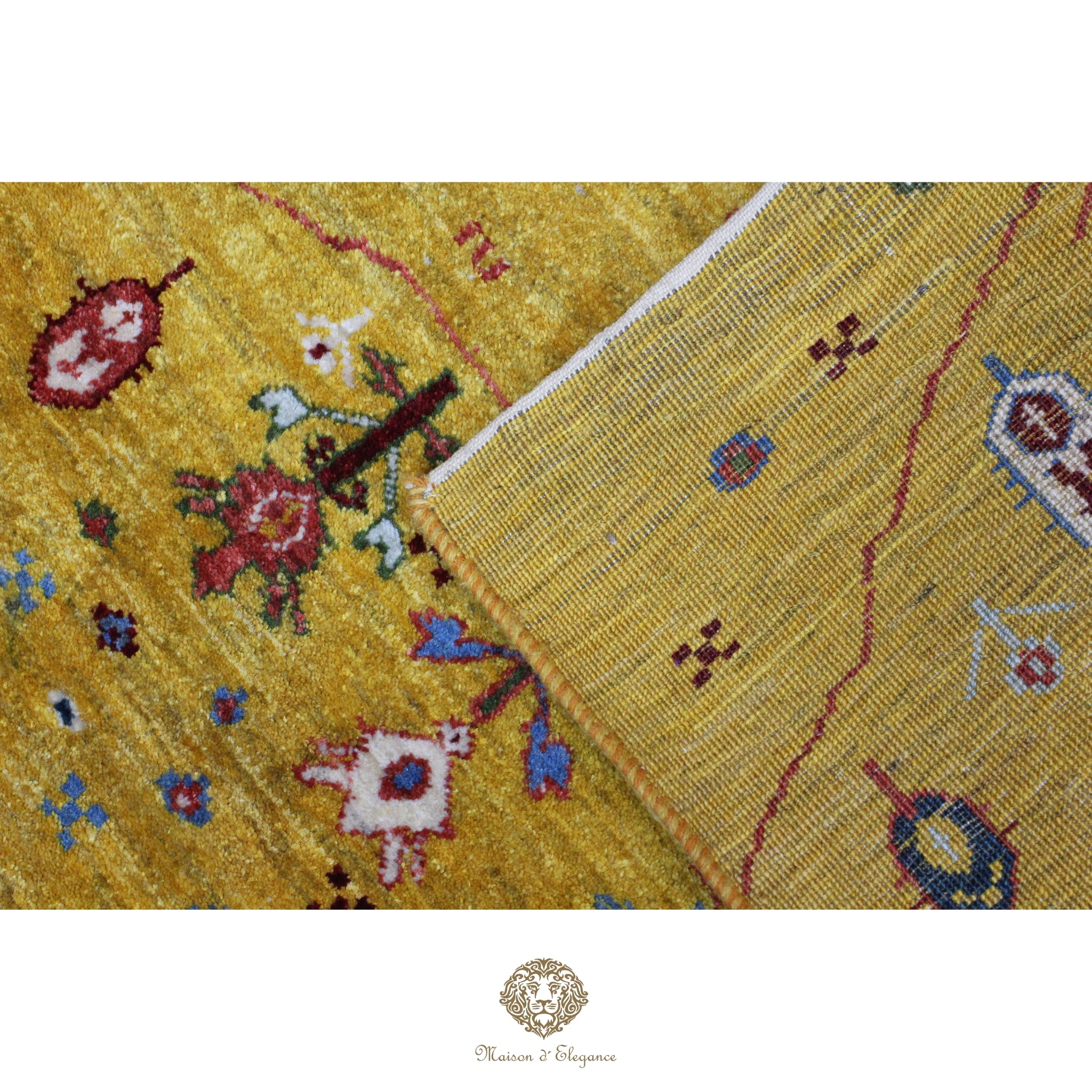Alfombra Loribaft amarilla persa Artesano nómada | Lana Artesanal 80x116 cm