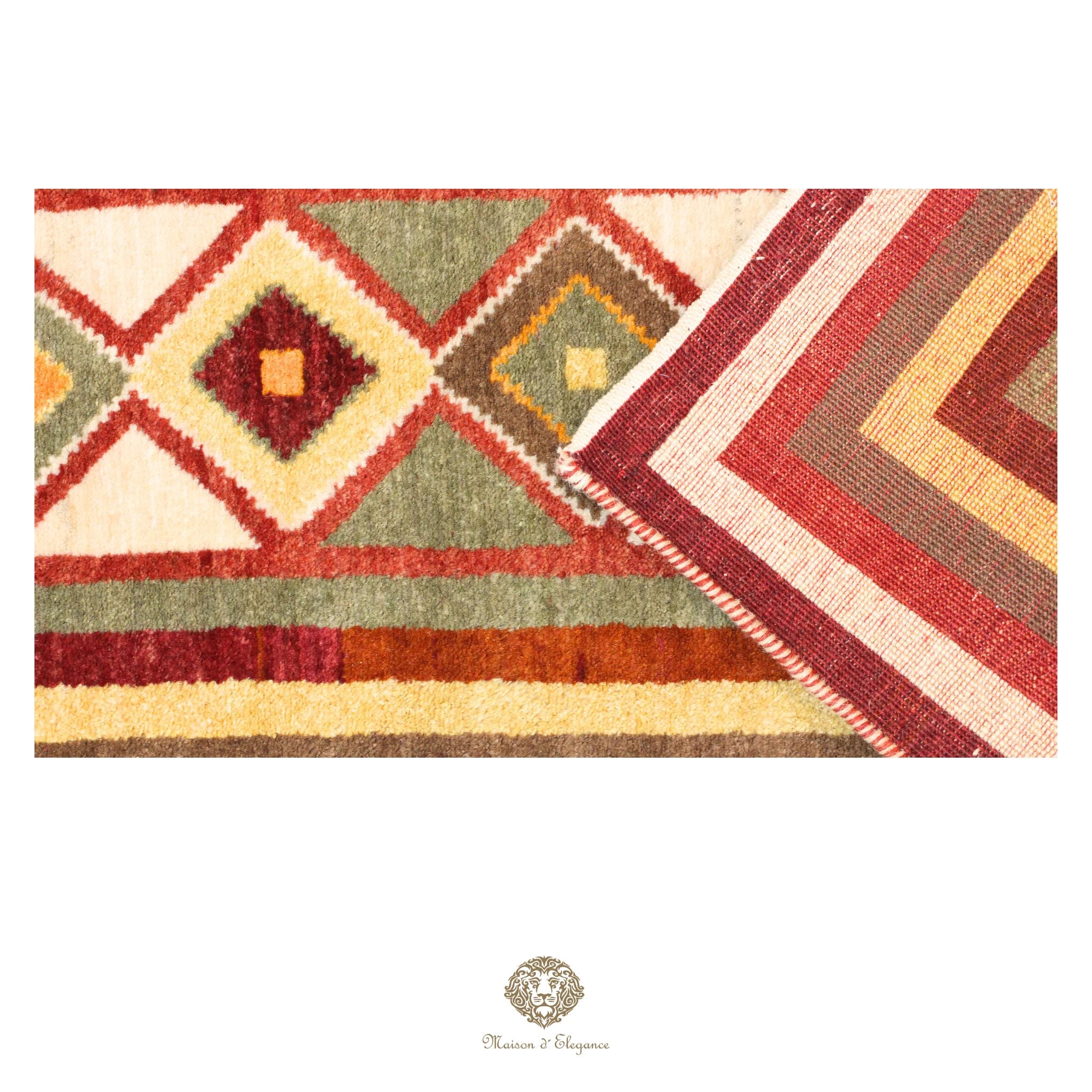 Alfombra persa Kashkuli Loribaft teñida con tintes naturales | Gabbeh de lana hecha a mano 51 x 143 cm