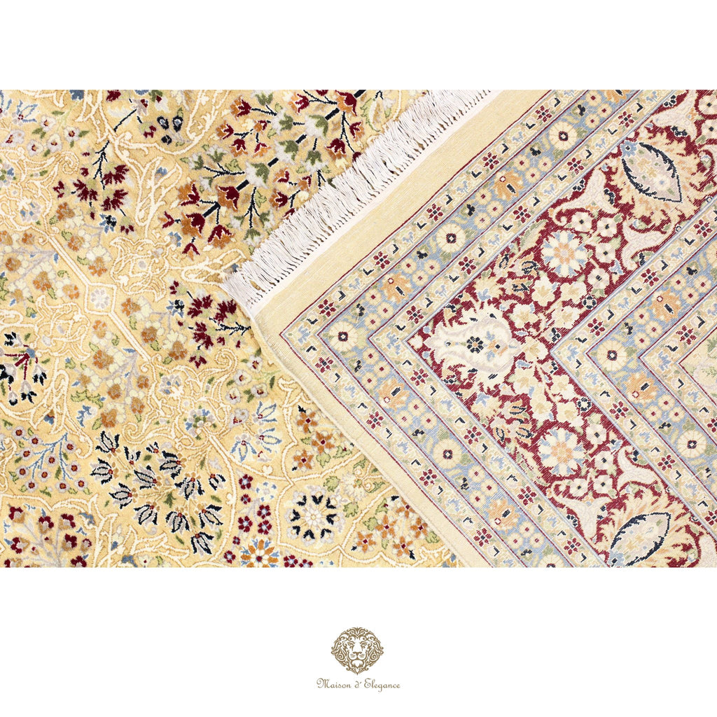 Alfombra de lana superfina color beige marfil con diseño floral | Elegancia 245 x 325 cm