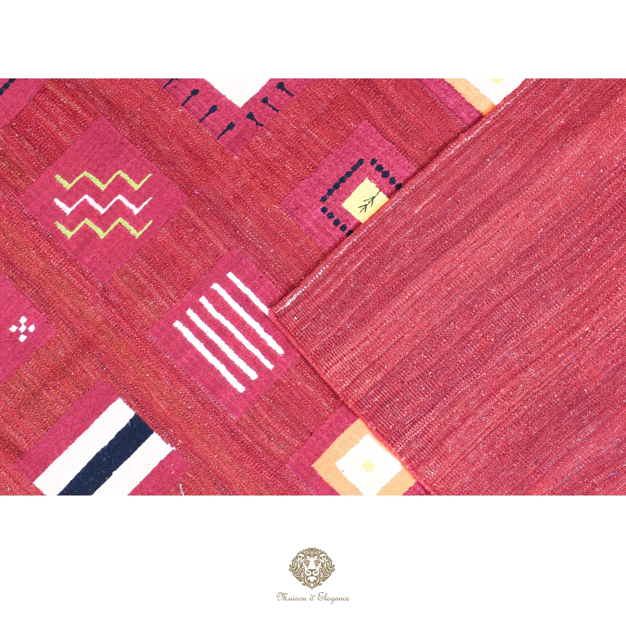 Kilim única moderna Tejido a Mano | Alfombra Plana de Lana y Seda con Tintes Naturales 236x296 cm