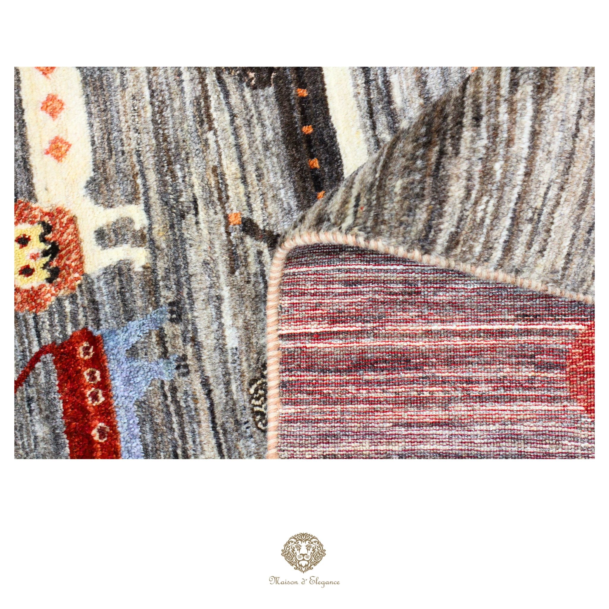Alfombra persa Kashkuli colorido tribal naturale color | Gabbeh de lana hecha a mano 192 x 193 cm
