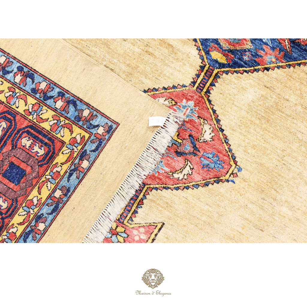 Alfombra persa de lujo estilo Bakhshayesh, lana fina | Reproducción de diseño de medallón color marfil, 240 x 342 cm