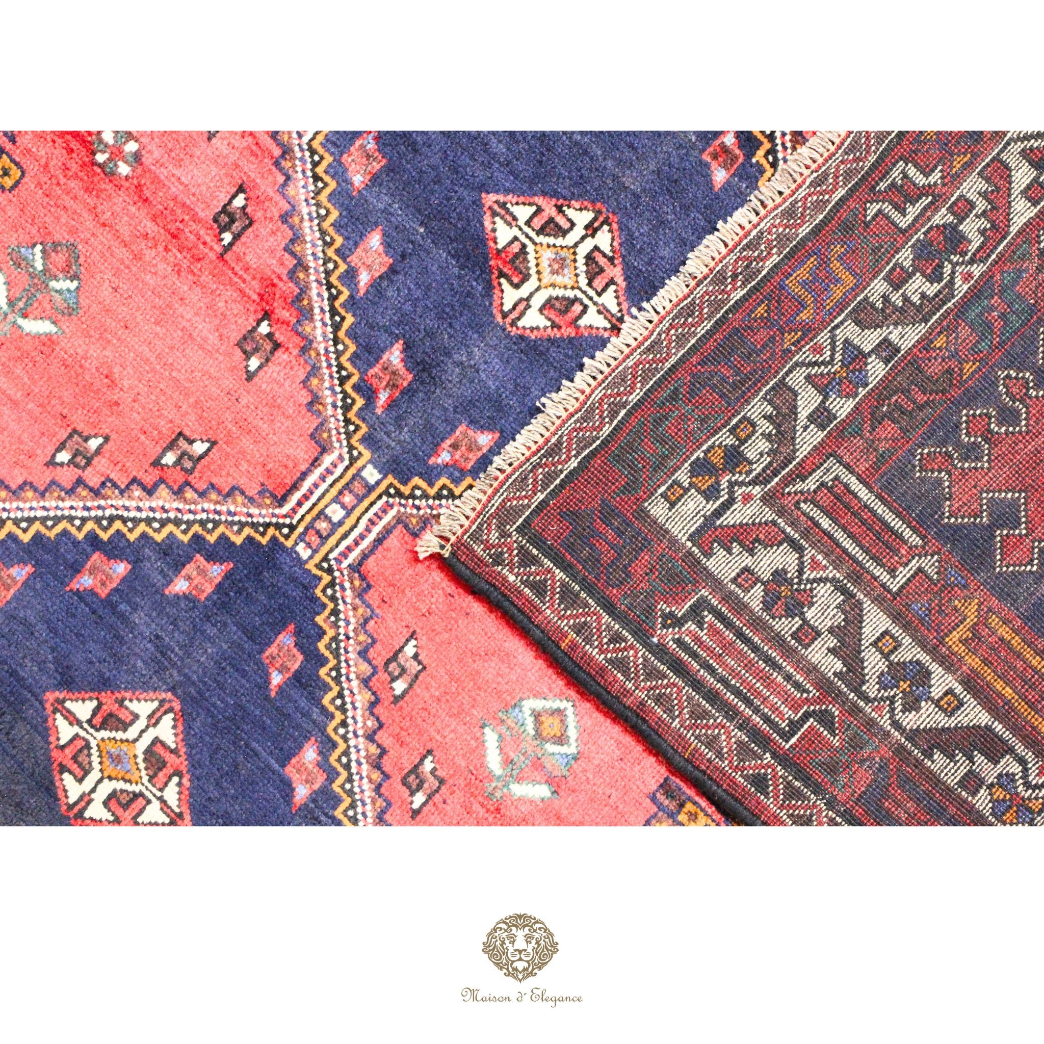 Alfombra persa Qashqai Shiraz | Diseño geométrico tribal teñido natural