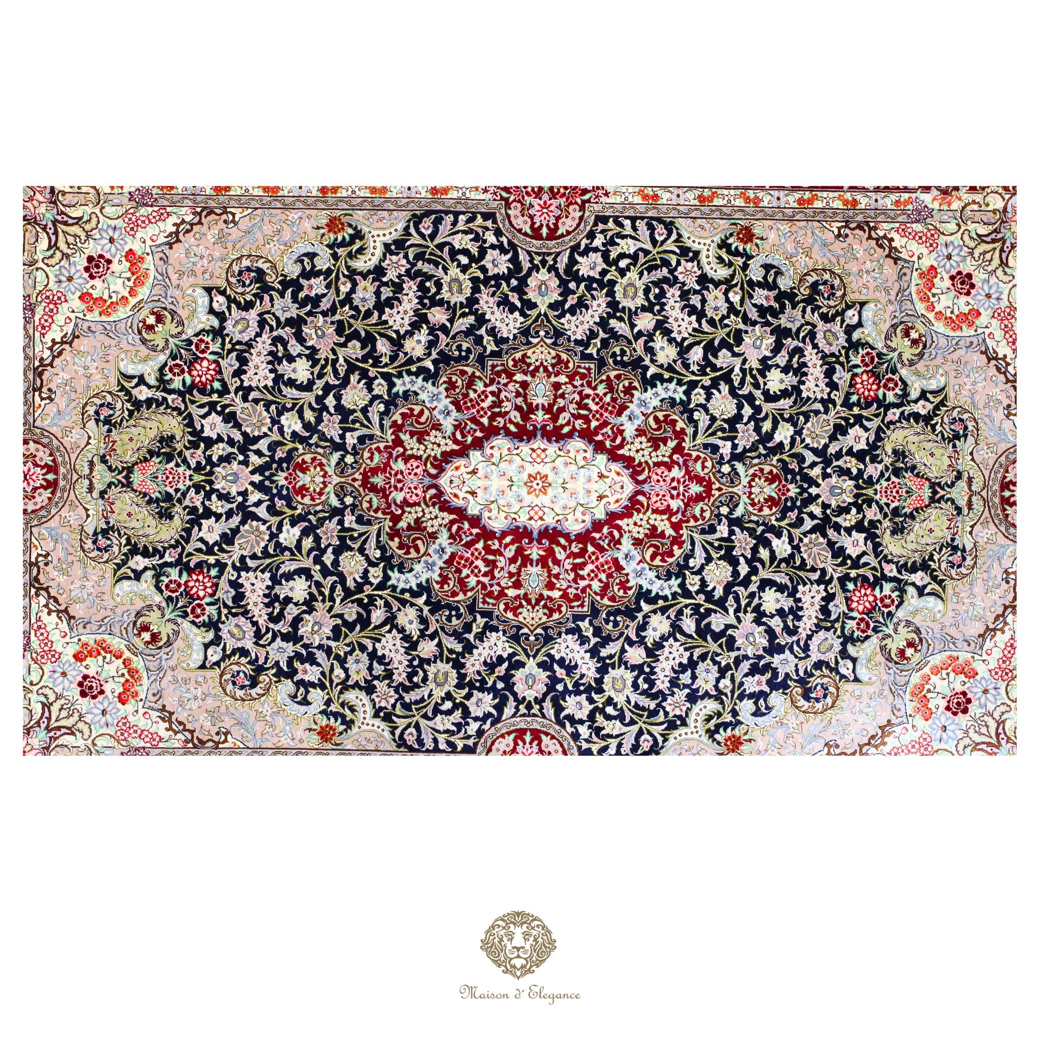 Alfombra persa exclusiva de seda pura, anudada a mano, teñida de forma natural | obra maestra de alta gama, firmada, 100 x 155 cm