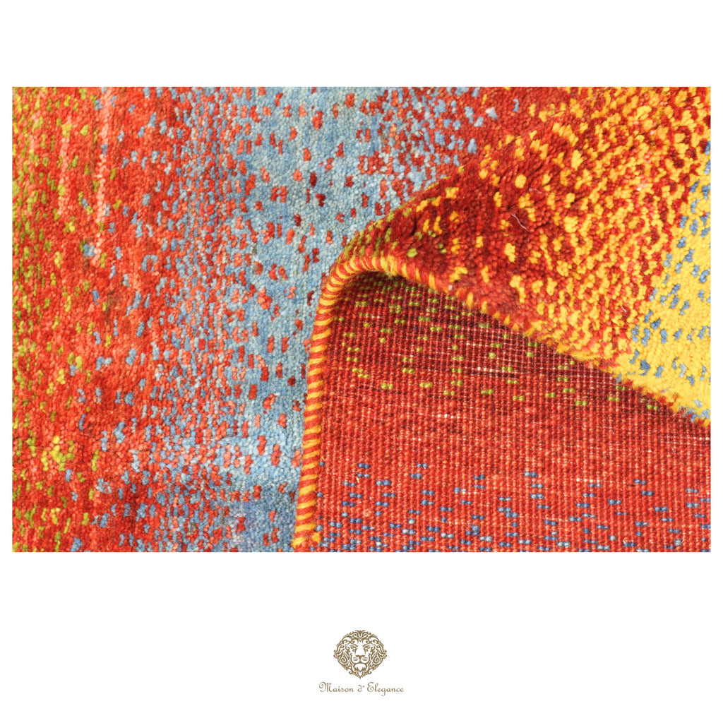 Alfombra persa Kashkuli de lana teñida naturalmente y colorida | Gabbeh hecha a mano 118 x 194 cm