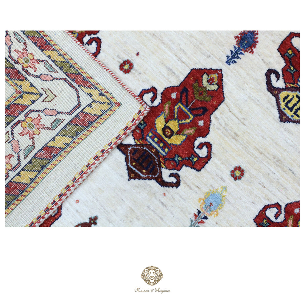 Alfombra persa Trible Fine Kashkuli con tintes naturales | Gabbeh de lana hecha a mano 147 x 212 cm