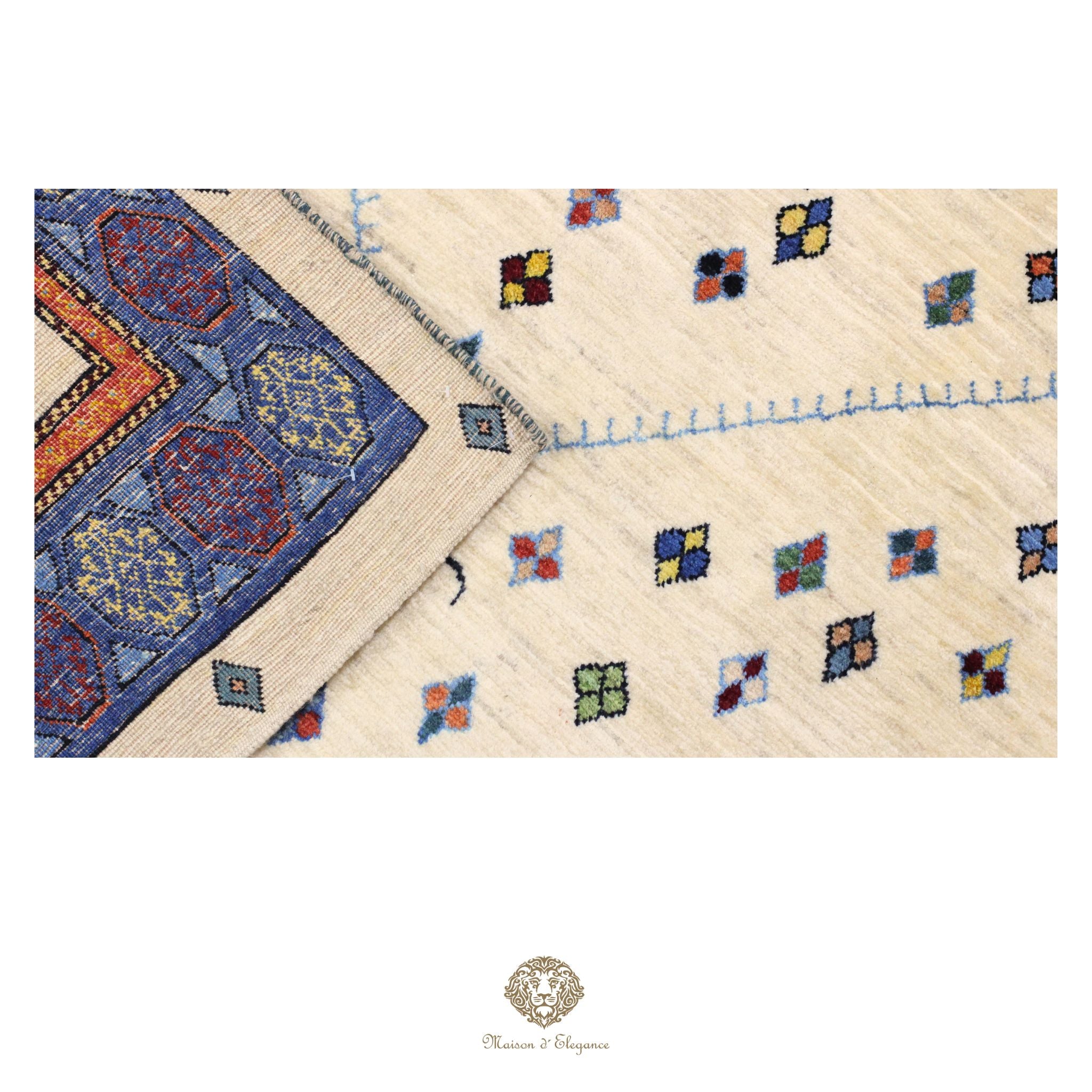 Alfombra persa Trible Fine Kashkuli con tintes naturales | Loribaft de lana hecha a mano 158 x 220 cm