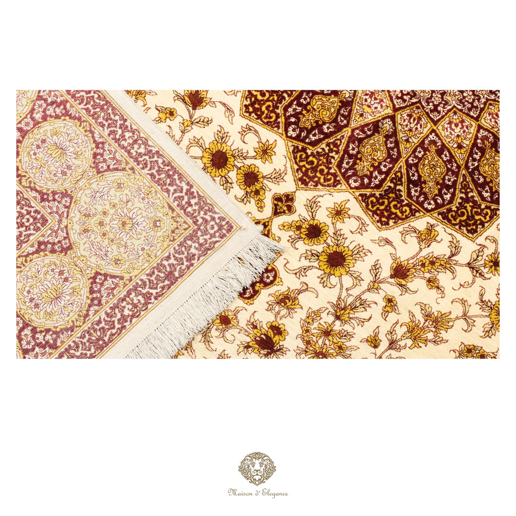 Alfombra persa exclusiva de seda pura, anudada a mano, teñida de forma natural | obra maestra de alta gama, firmada, 135 x 210 cm