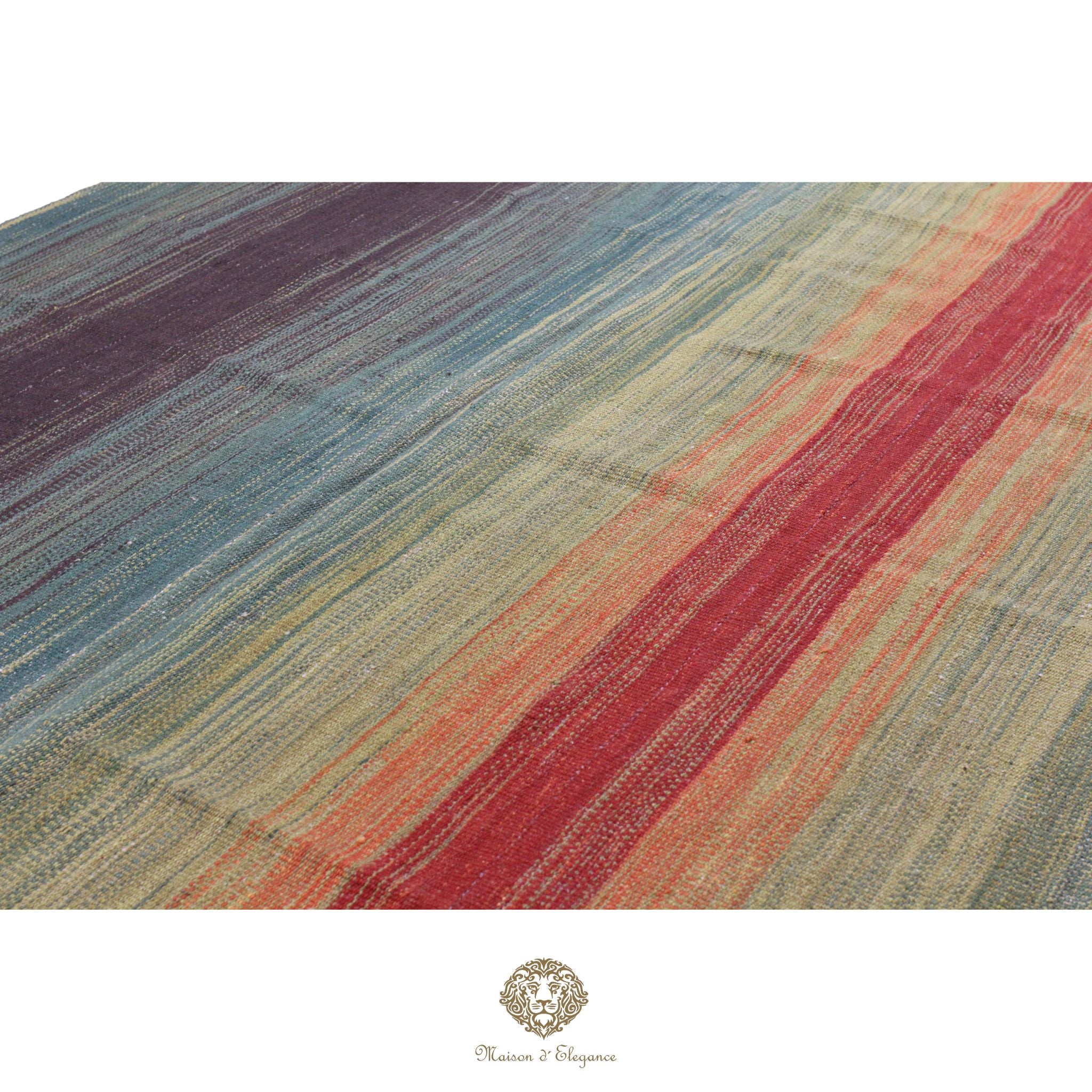Alfombra Kelim Kia Sar Amarillo Verde Intenso Lana 186x240 cm