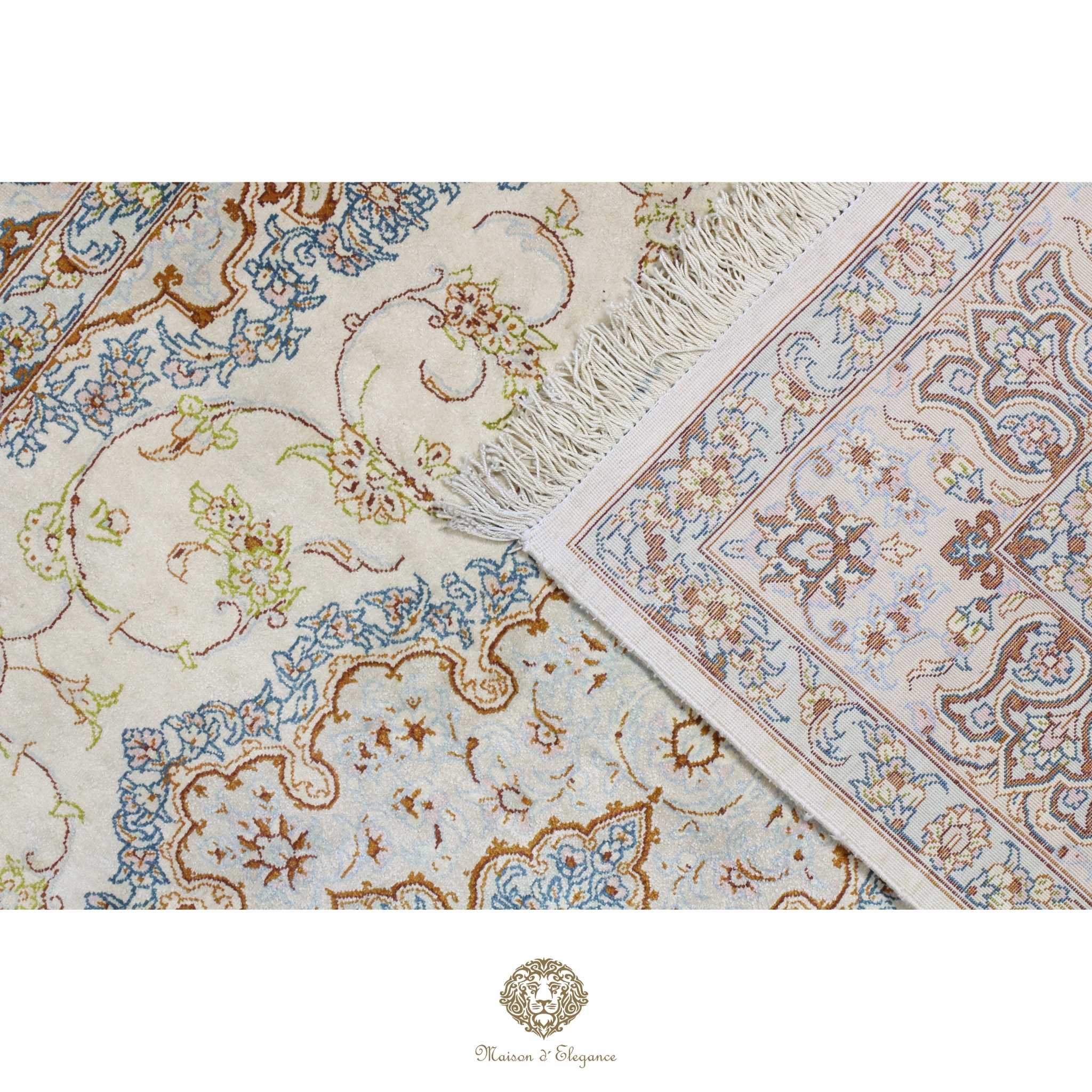 Alfombra persa exclusiva de seda pura, anudada a mano, teñida de forma natural, obra maestra de alta gama, firmada, 101 x 152 cm