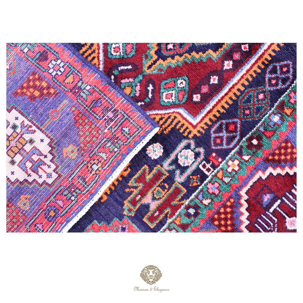 Alfombra persa Hamedan | Diseño tribal de lana teñida natural
