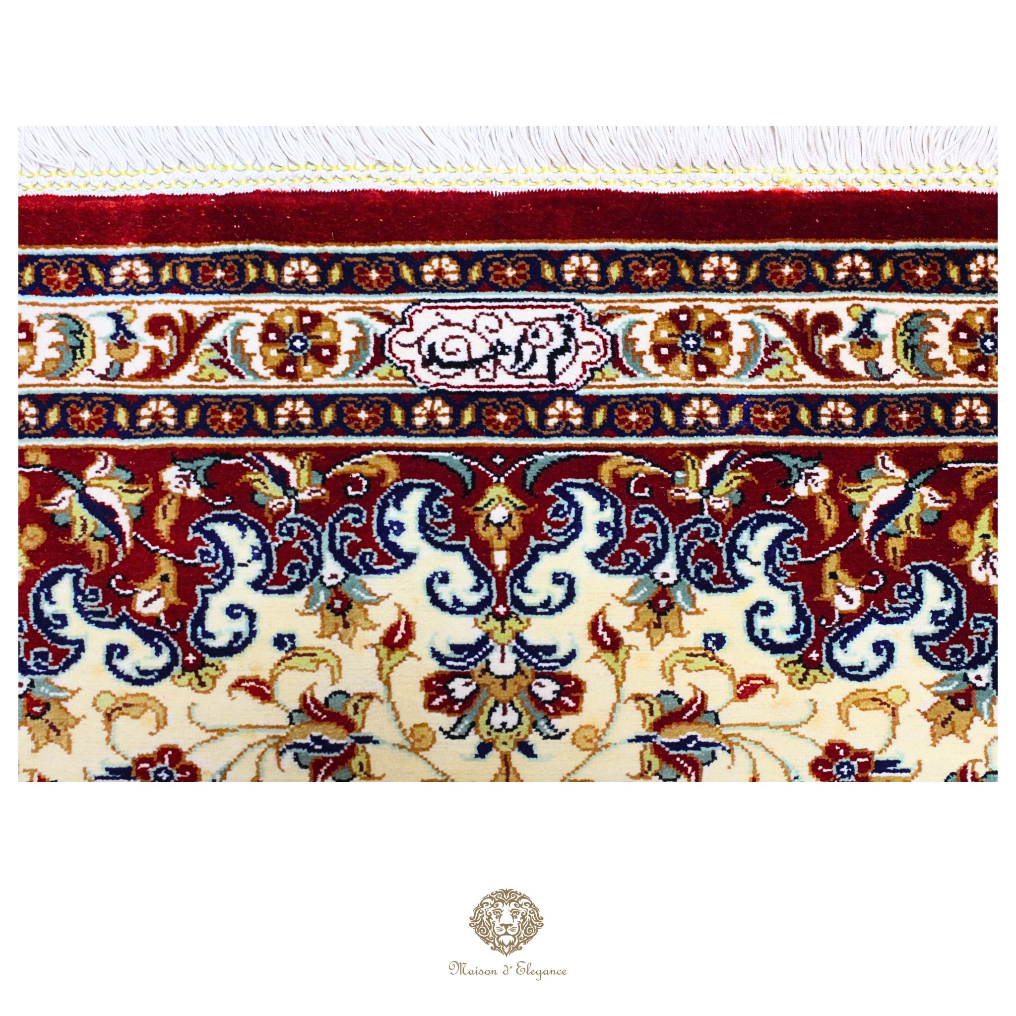 Alfombra persa de seda pura superfina, anudada a mano, teñida con tintes naturales, | obra maestra, firmada, 71 x 312 cm