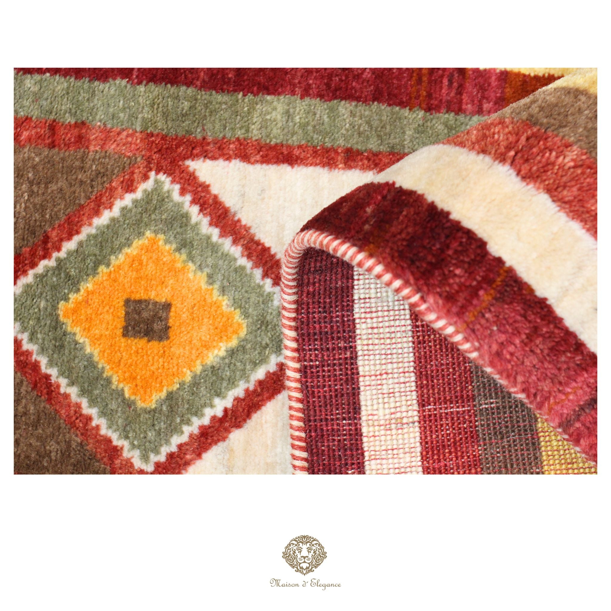 Alfombra persa Kashkuli Loribaft teñida con tintes naturales | Gabbeh de lana hecha a mano 51 x 143 cm