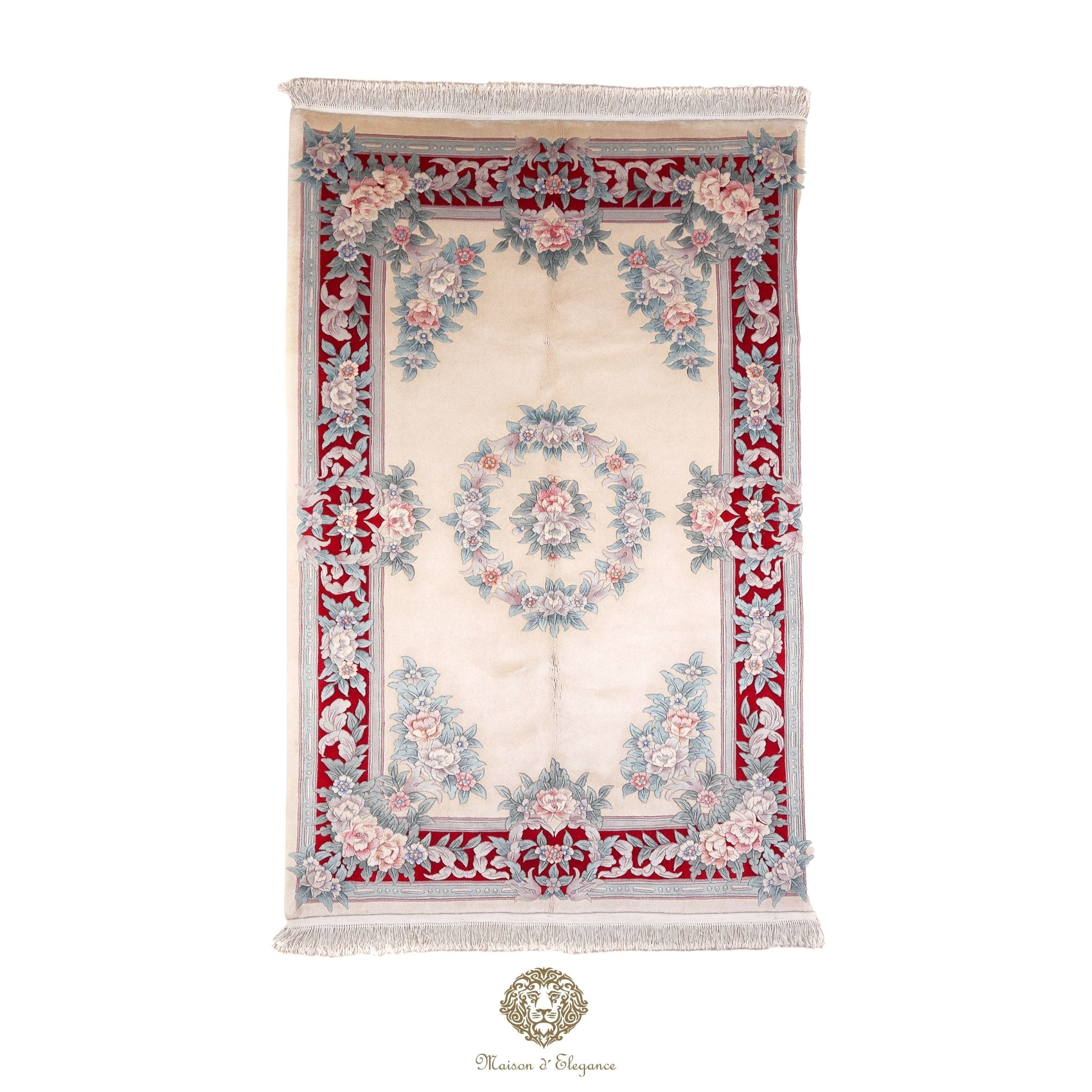 Decorative rug with floral patterns on a white background