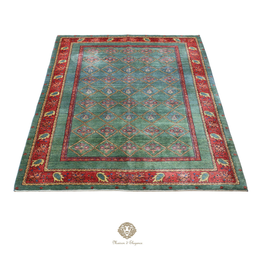 Alfombra persa Trible Fine Kashkuli con tintes naturales | Loribaft de lana hecha a mano 172 x 237 cm