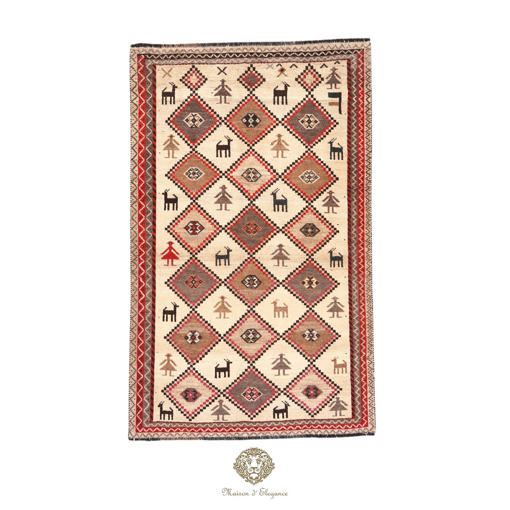 Decorative rug with geometric pattern on a white background