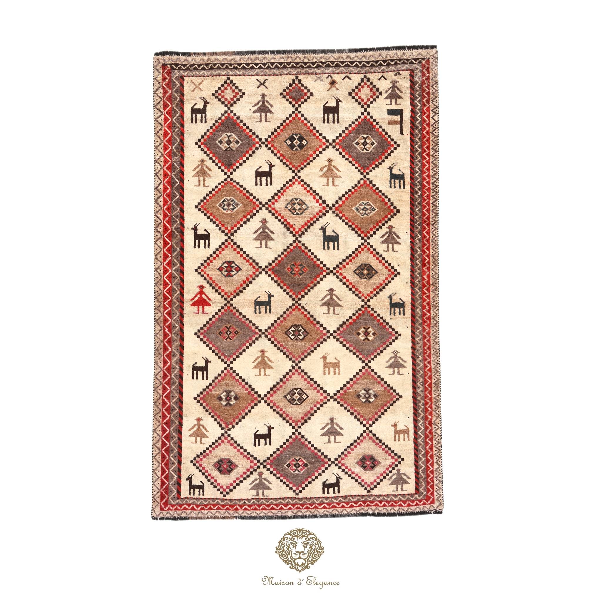 Decorative rug with geometric pattern on a white background